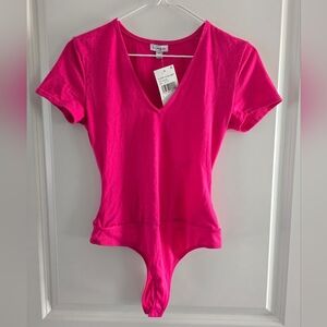 Love Fire Pink Flutter Sleeve Fitted Bodysuit